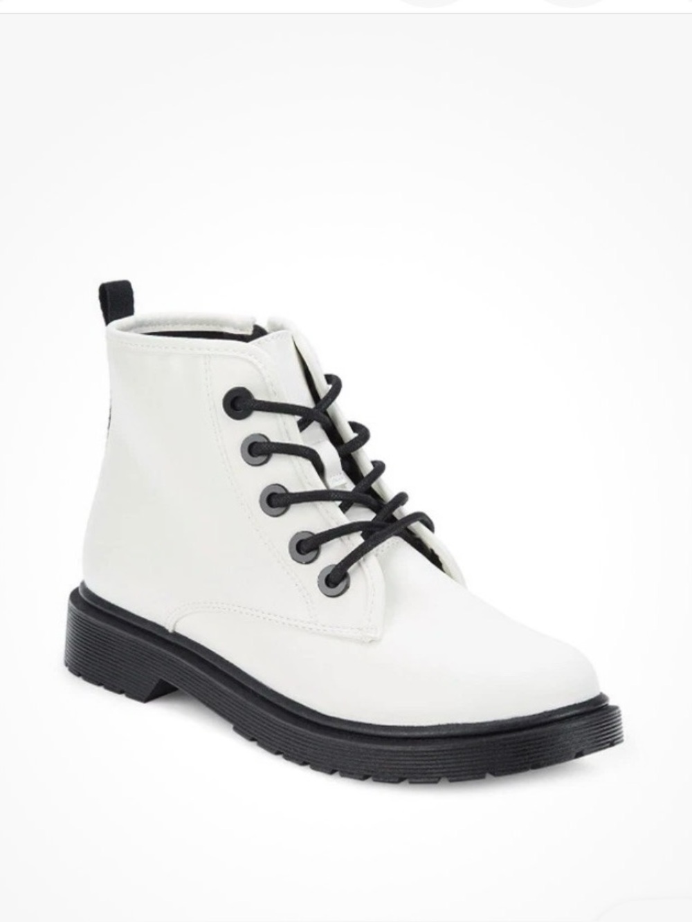 Steve Madden Y2K Shortie Lace Up Lug Sole Side Zip Combat Boot White Size 5